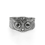Owl Eulen Ring aus Silber geschwärzt mit schwarzem Zirkonia