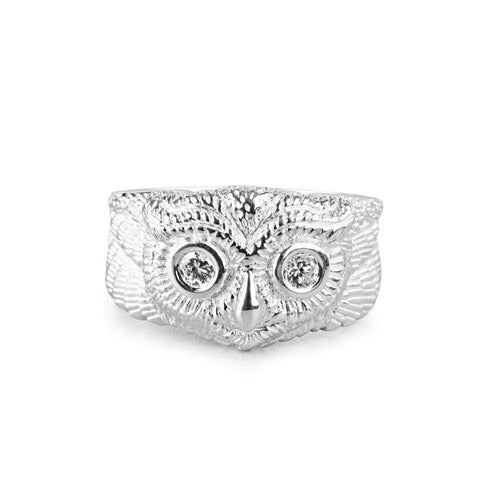 Owl Eulen Ring aus Silber mit Zirkonia
