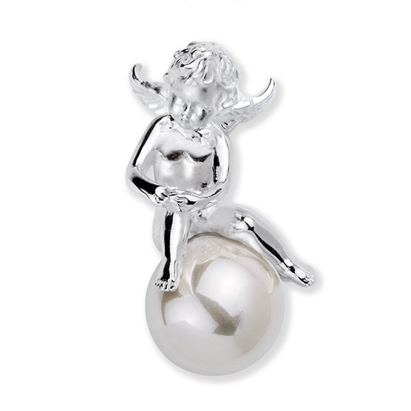 Pearl of Angels großer sitzender Engel Anhänger aus Silber mit weißer Muschelkernperle