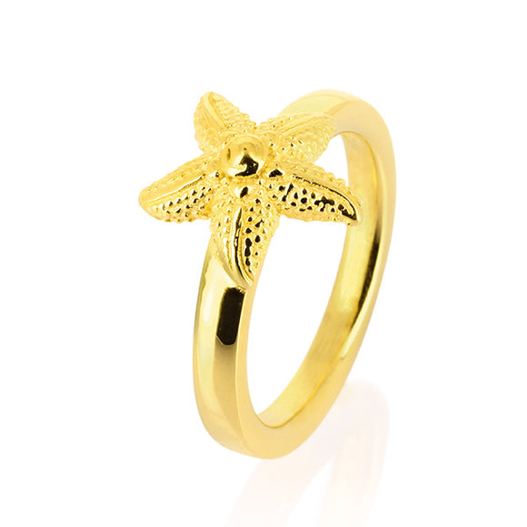Sealife Seestern Ring aus Silber goldplattiert