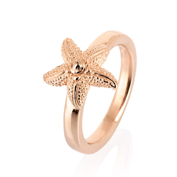Sealife Seestern Ring aus Silber rotgoldplattiert