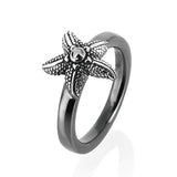 Sealife Seestern Ring aus Silber geschwärzt