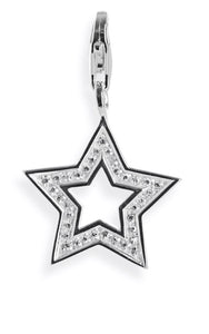 Maxi Charm Stern aus Silber mit weißem Zirkoniapavée und Karabiner