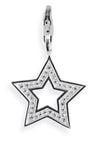 Maxi Charm Stern aus Silber mit weißem Zirkoniapavée und Karabiner