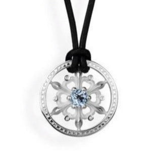 Snowflake kleiner Anhänger aus Silber mit Topas Zirkonia inklusive Lederband