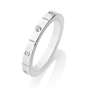 Windrose Bandring aus Silber rhodiniert mit Zirkonia