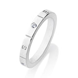 Windrose Bandring aus Silber rhodiniert mit Zirkonia