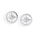 Windrose runde Ohrstecker aus Silber rhodiniert mit Zirkonia
