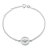 Windrose Armband mit Windrose aus Silber rhodiniert Zirkonia und Federring