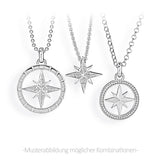 Windrose mittlerer Anhänger aus Silber rhodiniert mit Zirkoniapavée