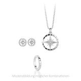 Windrose Bandring aus Silber rhodiniert mit Zirkonia