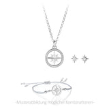 Windrose Stern Ohrstecker aus Silber rhodiniert mit Zirkonia
