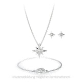 Windrose Armband mit Windrose aus Silber rhodiniert Zirkonia und Federring