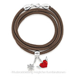 Heart Charm Herz mit Flügel aus Silber Brandlack und Karabiner
