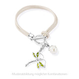 Ball Charm Blüte aus Silber mit weißer Muschelkernperle und Karabiner