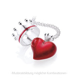 Crown of my Heart großer Herz Anhänger aus Silber mit Brandlack
