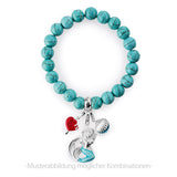 Charm Armband aus Türkisen mit einem Einhänger aus Silber für Charms in der Länge 19 cm