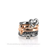 Style & Go Steckring Solitär Ring aus Silber rotgoldplattiert mit Bergkristall