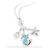 Sealife Maxi Charm Seepferdchen aus Silber mit Brandlack und Karabiner